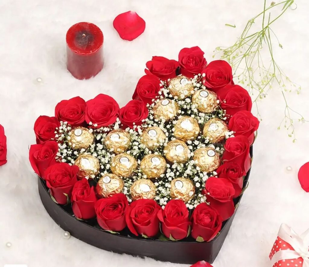 Arranged in heart shape.