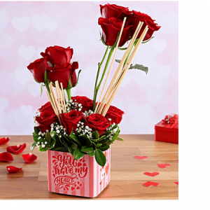 Red Roses In You Have My Heart Sticker Vase