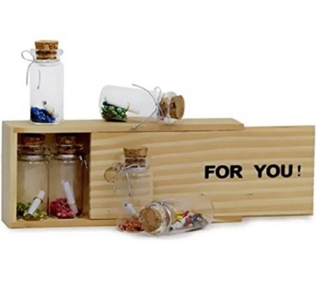 Set of message bottles with customized messages in each bottle