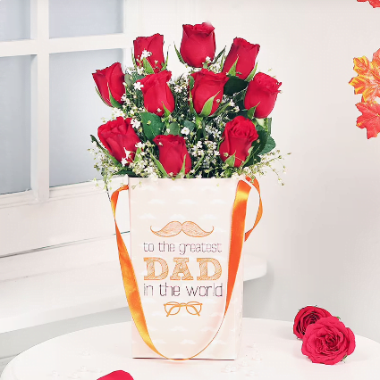Dads love Red Rose Box For Dad