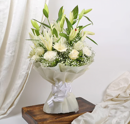 White Lily Rose Gerbera Bouquet Untitled23