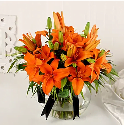 lissful Orange Lilies In Fishbowl Vase Untitled29 1