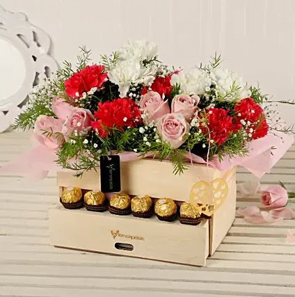 Classic Mix Of Roses & Carnations Basket Untitled34