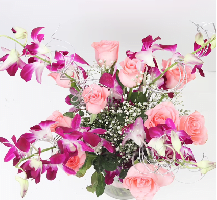 Orchids N Roses Glass Vase Orchids N Roses Glass Vase