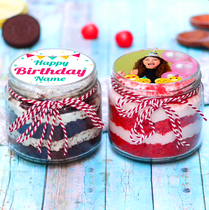 Happy Birthday Black And Red Birthday Jar Cake