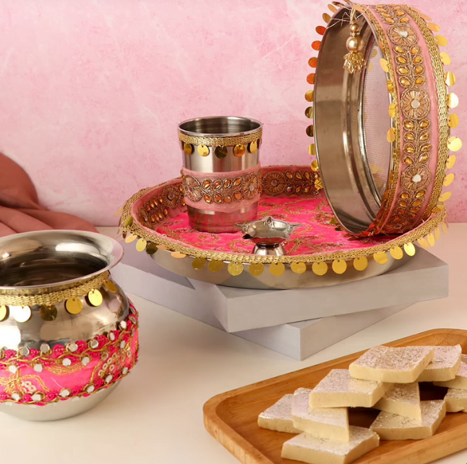 Karwa Thali Set With Kaju Katli 13