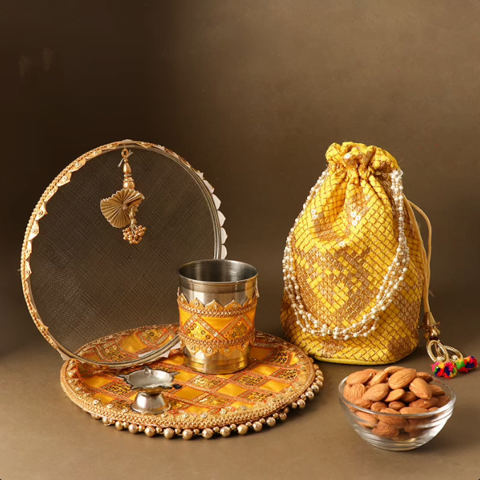 Yellow Vibrant Karwa Set N Almonds 14