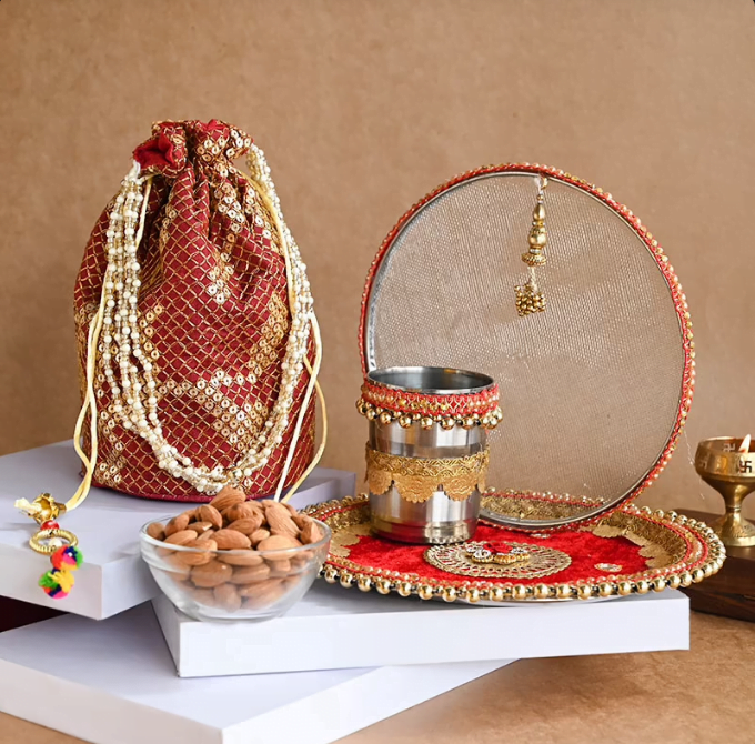 Stunning Red Karwa Chauth Set N Almonds 17