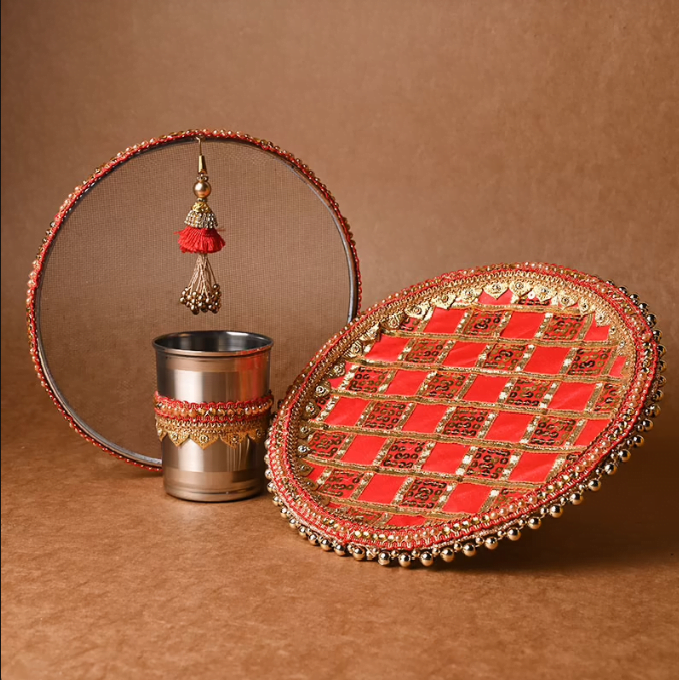 Red Ethnic Karwa Chauth Thali Set 20