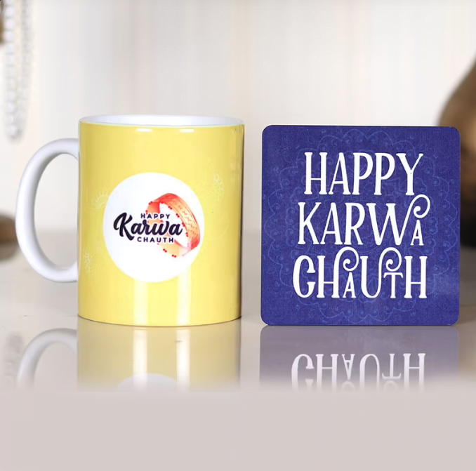 Mug and coaster Karva cauth Combo Mug and coaster Karva cauth Combo
