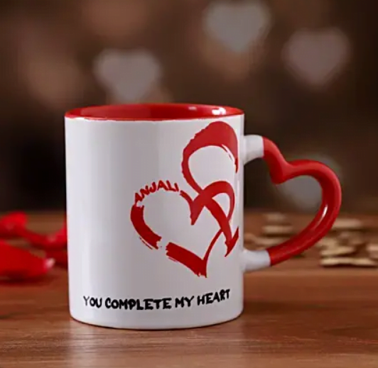 Personalised Red Heart Handle Mug 349 Personalised Red Heart Handle Mug 349