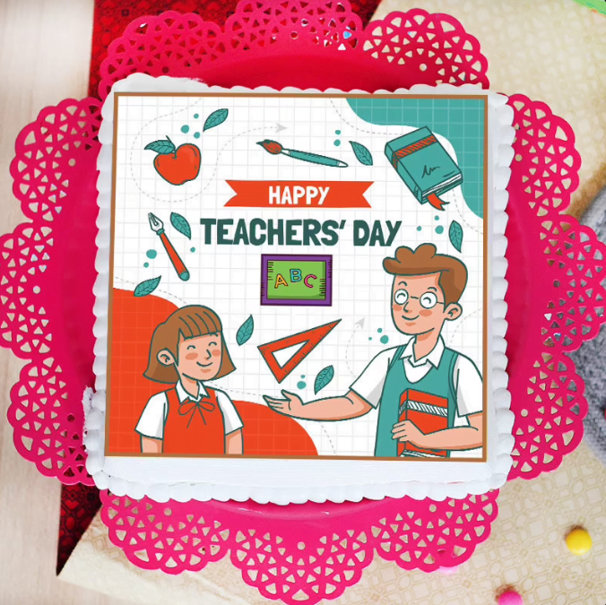 Cartoony Teachers Day Cake Untitledq18