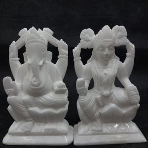 Marble Lakshmi Ganesha 8 inch