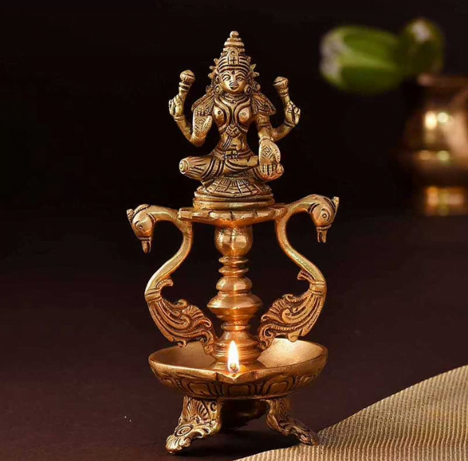 Swan N Lakshmi Brass Diya Swan N Lakshmi Brass Diya
