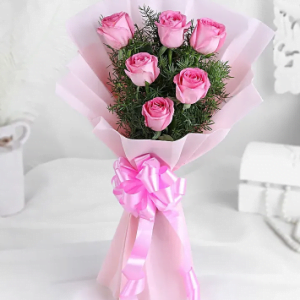 6 PINK ROSES