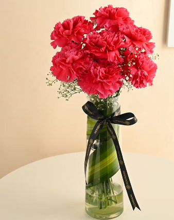 7 PINK CARNATION GLASS VASE 7 PINK CARNATION GLASS VASE
